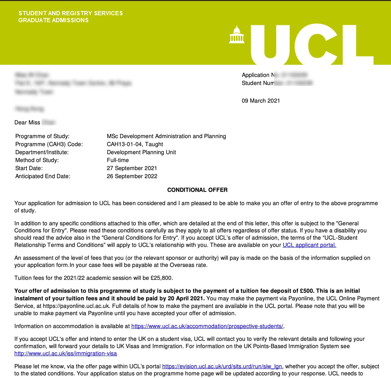 You are currently viewing UCL MSc Development Administration and Planning录取